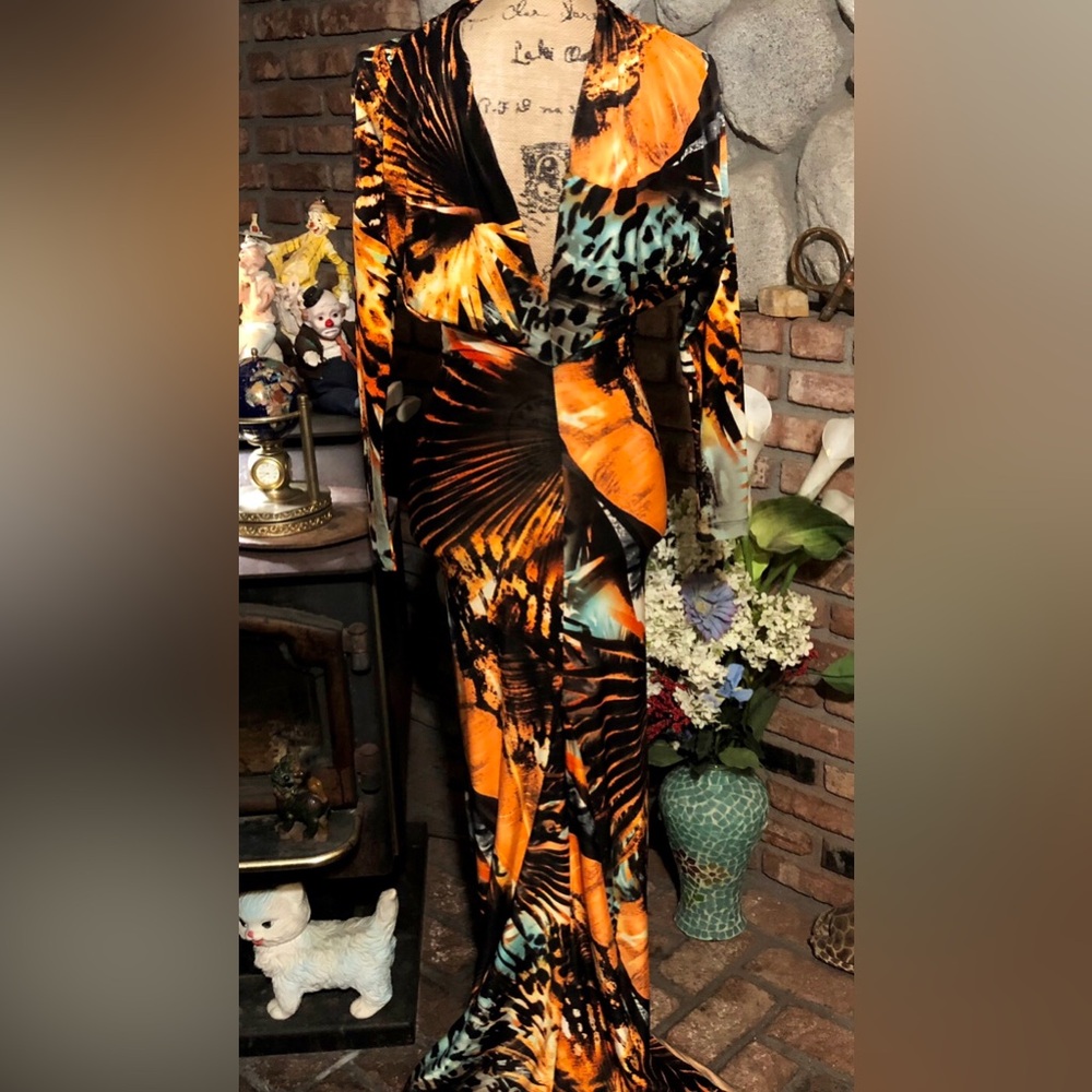 Snap Elegant Multi Color Maxi Gown NWOT!